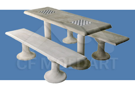 Conjunto de Mesa Retangular de Concreto c/ e Tabuleiro p/ Jogos MS06