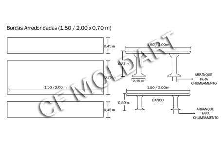 Conjunto de Mesa Retangular de Concreto MS07