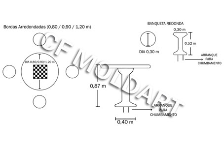 Conjunto de Mesa em Concreto para jogos de Damas MS03