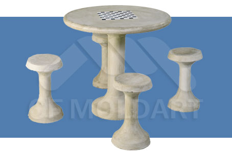 Conjunto de Mesa em Concreto para jogos de Damas MS03