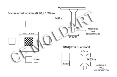 Conjunto de Mesa Quadrada de Concreto MS04 