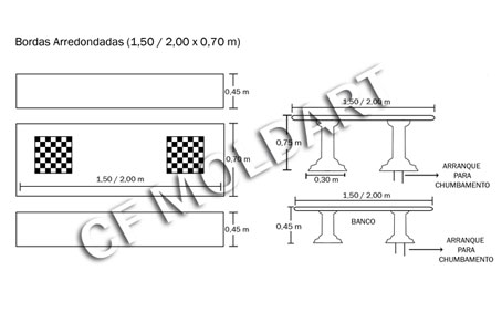 Conjunto de mesa retangular de Concreto c/ e Tabuleiro p/ jogos MS06A