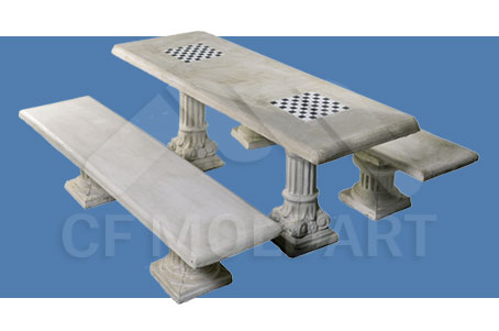 Conjunto de mesa retangular de Concreto c/ e Tabuleiro p/ jogos MS06A