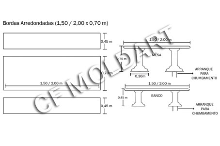 Conjunto de Mesa Retangular de Concreto MS07A